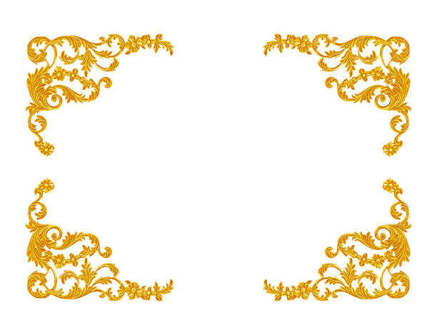 istock Ornament elements, vintage gold floral designs 1003458594