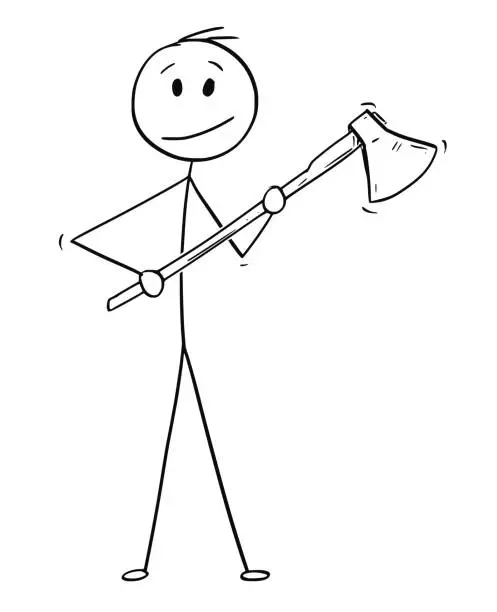 Vector illustration of Cartoon of Man or Lumberjack With Axe