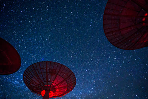 istock Milky Way galaxy over the satellite receiving station 1003471198