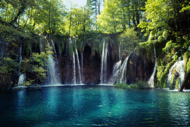 istock waterfall in forest, Plitvice Lakes, Croatia 1003475342