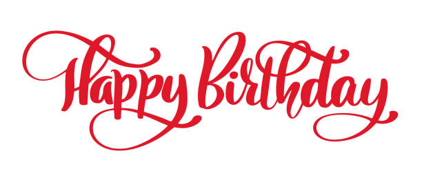 Happy Birthday Hand drawn text phrase. Calligraphy lettering word graphic, vintage art for posters and greeting cards design. Calligraphic quote in green ink isolated on white. Vector illustration Happy Birthday Hand drawn text phrase. Calligraphy lettering word graphic, vintage art for posters and greeting cards design. Calligraphic quote in green ink isolated on white. Vector illustration. happy birthday typography stock illustrations