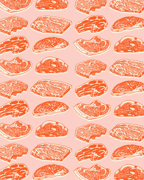 Pattern of Meat Pattern of Meat meat patterns stock illustrations