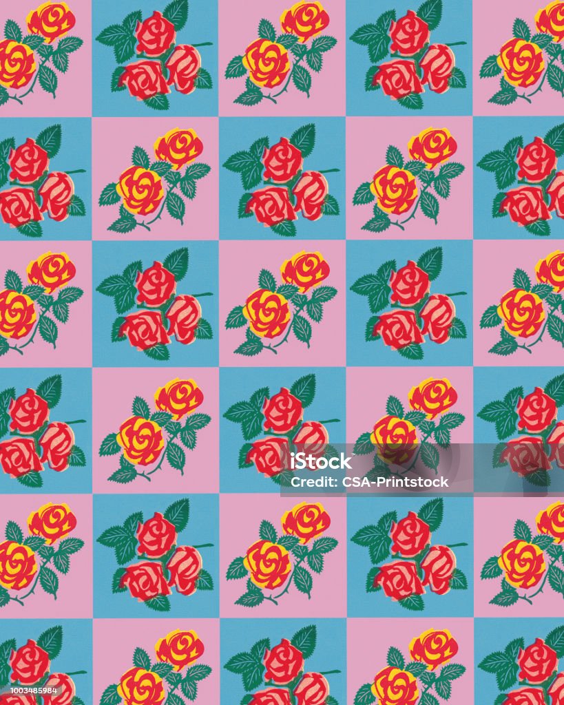 80 Rose Pattern Rose Pattern Stock Illustration - Download Image Now - Backgrounds ...