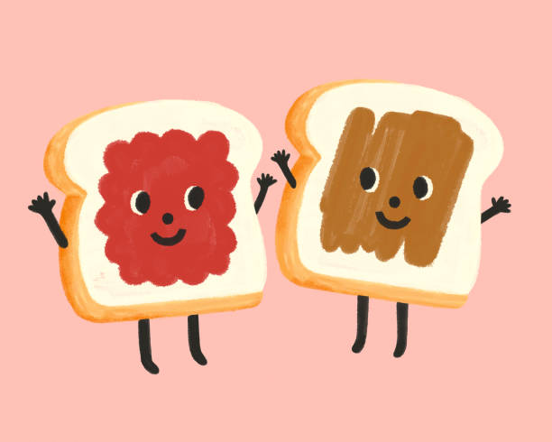 ilustrações de stock, clip art, desenhos animados e ícones de peanut butter and jelly breads - torrada ilustrações