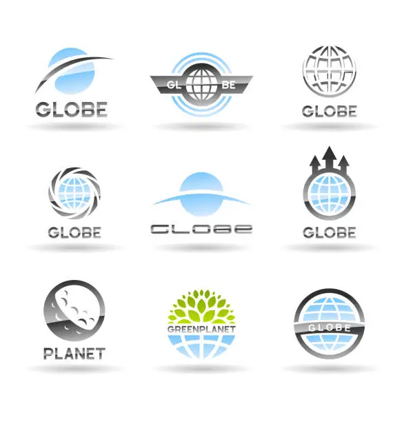 Vector illustration of Earth globe, global world logo design