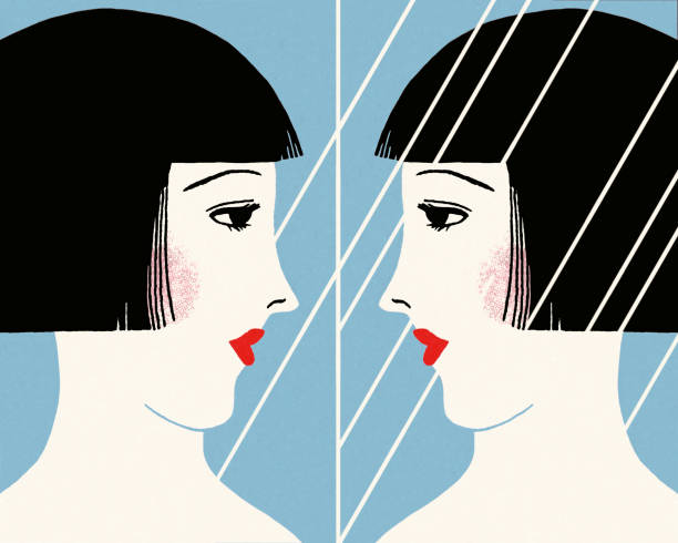 Woman Looking in a Mirror Woman Looking in a Mirror woman mirror stock illustrations