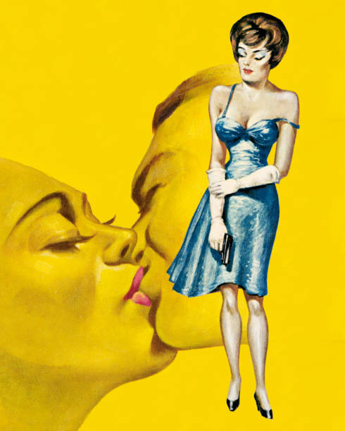 kobieta oglądanie para całowanie - infidelity sensuality couple men stock illustrations