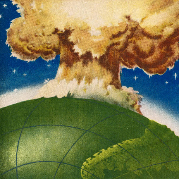 gewaltige explosion auf der erde - mushroom cloud nuclear weapon exploding weapon stock-grafiken, -clipart, -cartoons und -symbole