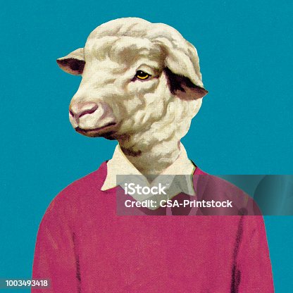 istock Man with Sheep Head 1003493418