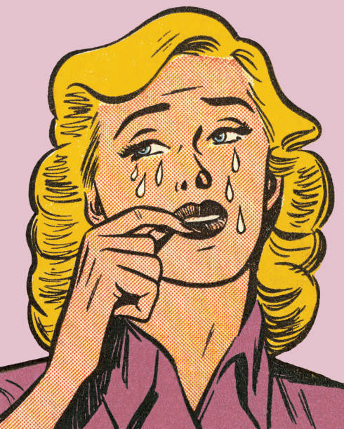 Blond Woman Crying Blond Woman Crying teardrop stock illustrations