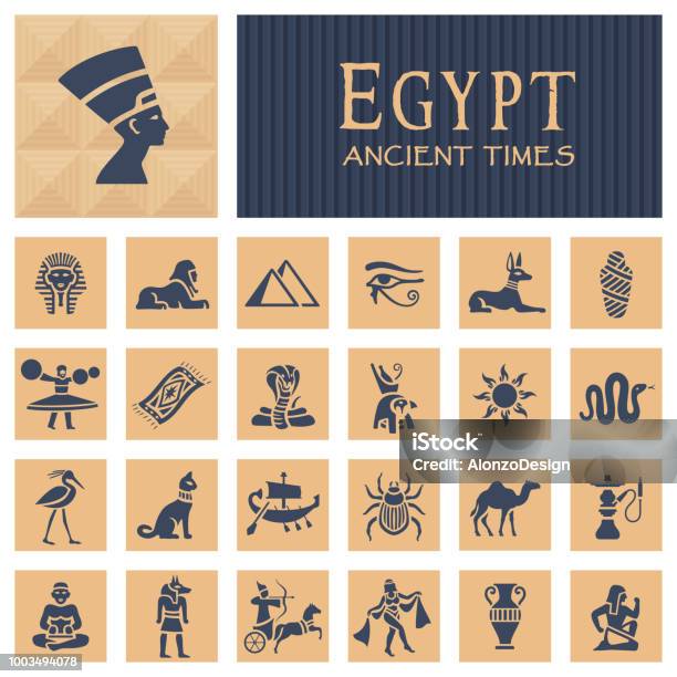 Ancient Egyptian Icons Stock Illustration - Download Image Now - Egypt, Hieroglyphics, Icon Symbol