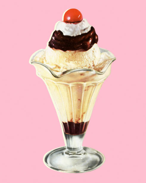 illustrazioni stock, clip art, cartoni animati e icone di tendenza di gelato sundae - coppa gelato