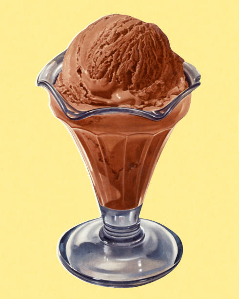 ilustrações, clipart, desenhos animados e ícones de sorvete de chocolate - ice cream sundae