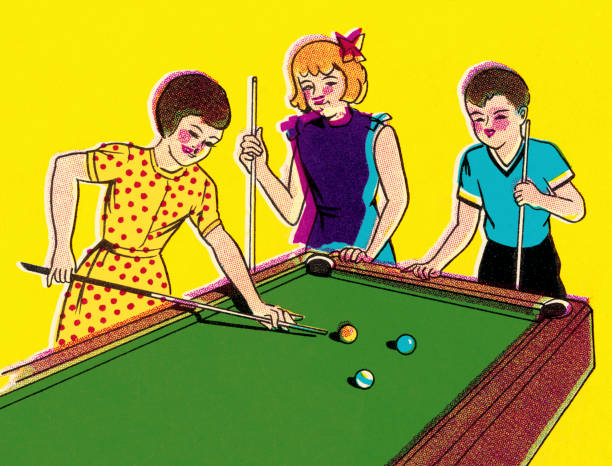 трое детей, играющих в бассейн - child sport playing pool game stock illustrations