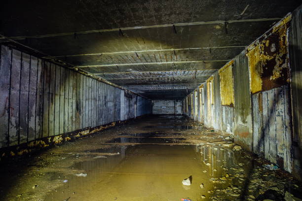 istock Flooded room at Object 221, abandoned soviet bunker, reserve command post of Black Sea Fleet 1003501972