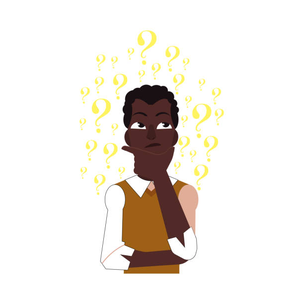 istock Vector cartoon adult african black man thinking 1003510354