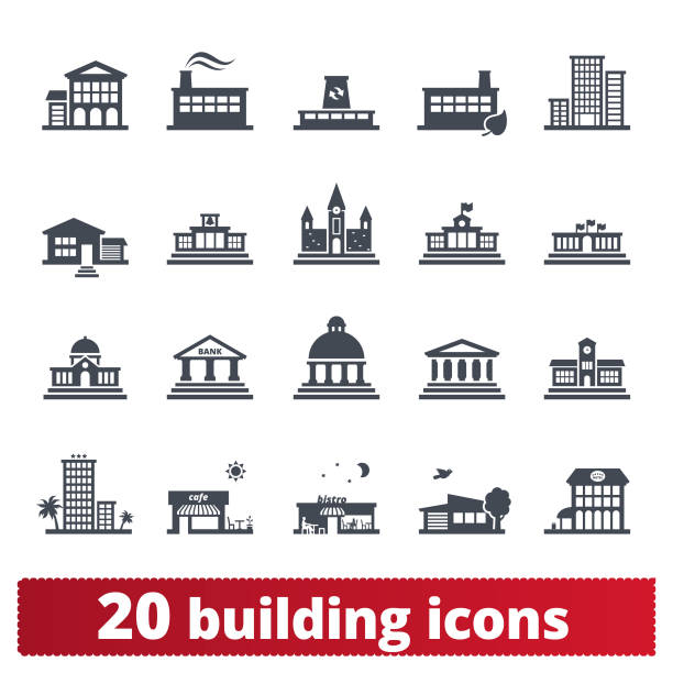 illustrations, cliparts, dessins animés et icônes de bâtiment vector icons collection - administratif