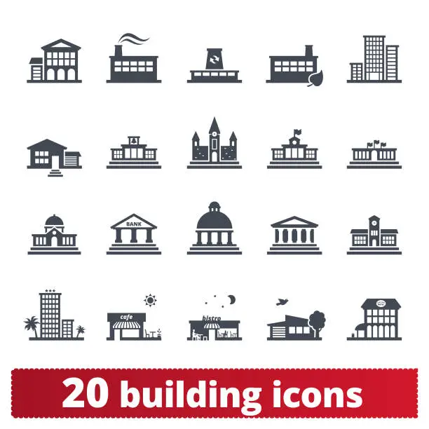 Vector illustration of Building Vector Icons Collection