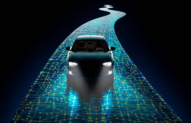 concept of self-driving car concept of a self-driving modern car , 3d illustration car technology stock pictures, royalty-free photos & images