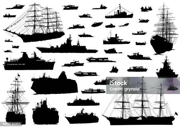 See Boat On White Stock Illustration - Download Image Now - In Silhouette, Nautical Vessel, Ship