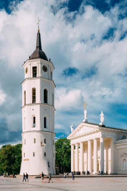 istock Vilnius Lithuania. Bell Tower And Cathedral Basilica Of St. Stanislaus On Cathedral Square, Sunny 1003536310
