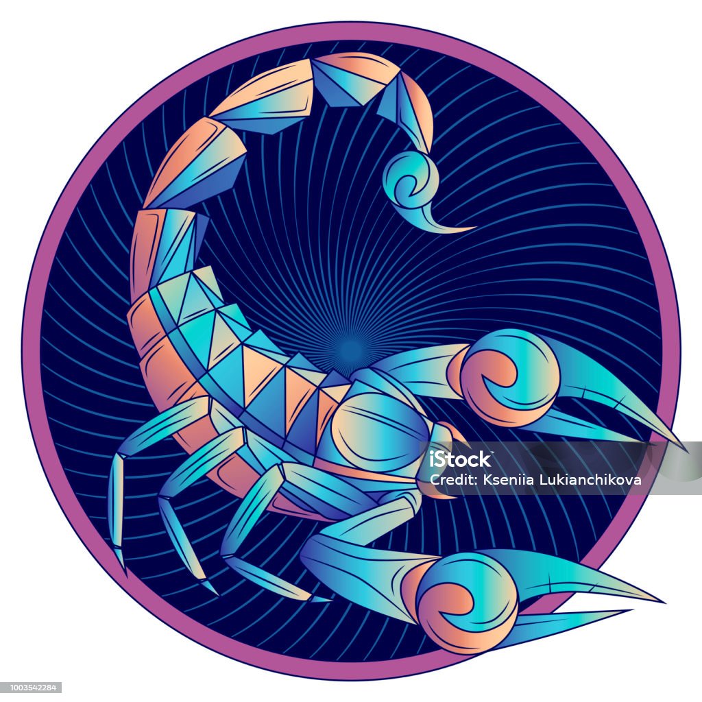 Sternzeichen Skorpion, Horoskop Symbol blau, Vektor - Lizenzfrei Skorpion - Wasserzeichen Vektorgrafik