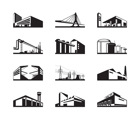 Various types of industrial construction - vector illustration