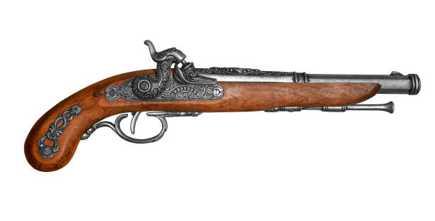 antica pistola flintstone - rifle gun old wild west foto e immagini stock