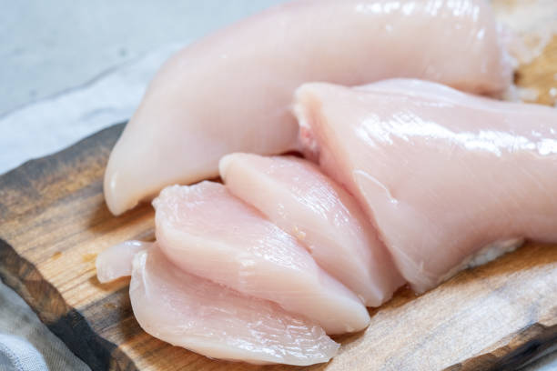 istock Fresh chicken meat on wooden board 1003552404