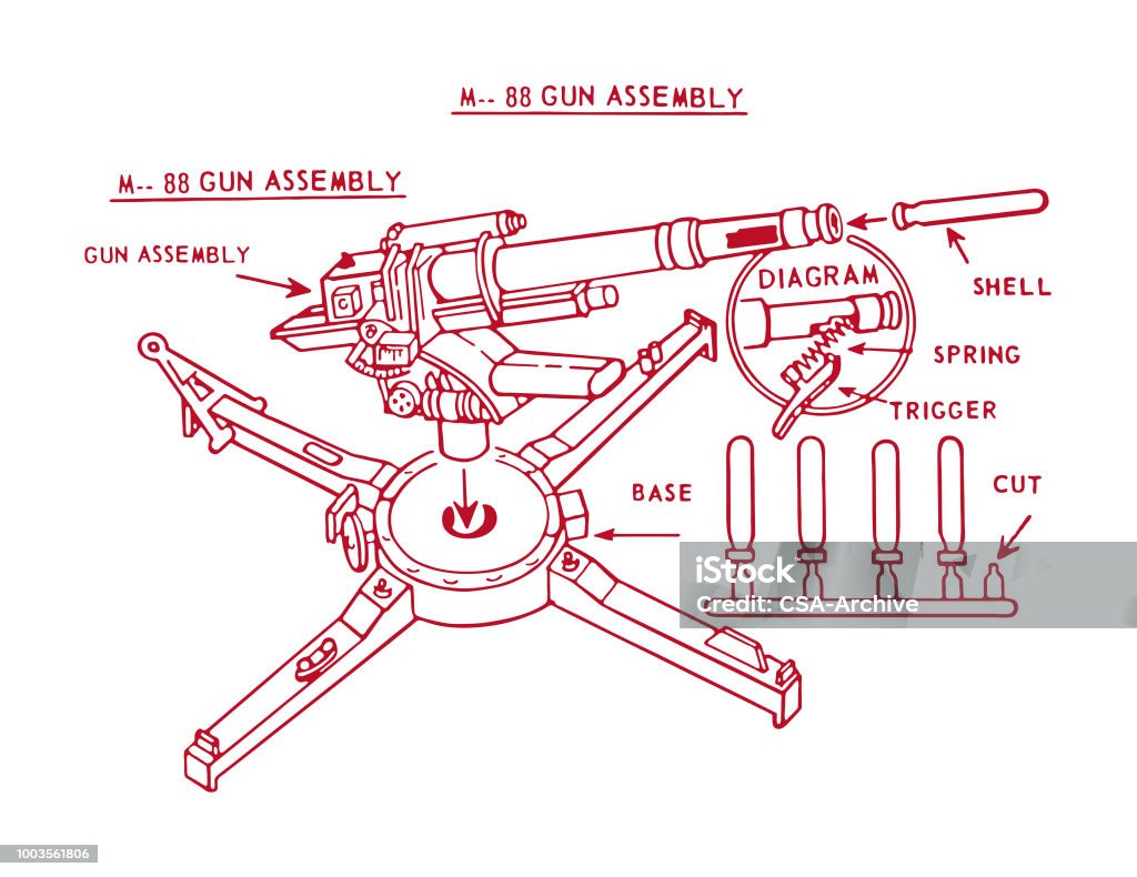 Simple Gun Assembly Gun Assembly Stock Illustration - Download Image Now - Diagram ...