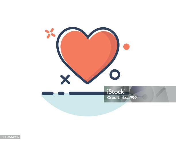 Heart Icon Line Filled Design Illustration Stock Illustration - Download Image Now - Heart Shape, Icon Symbol, Circle