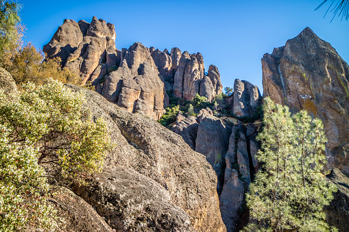 Scenic landscape of the famous site of Pinnacles National Park in Central California