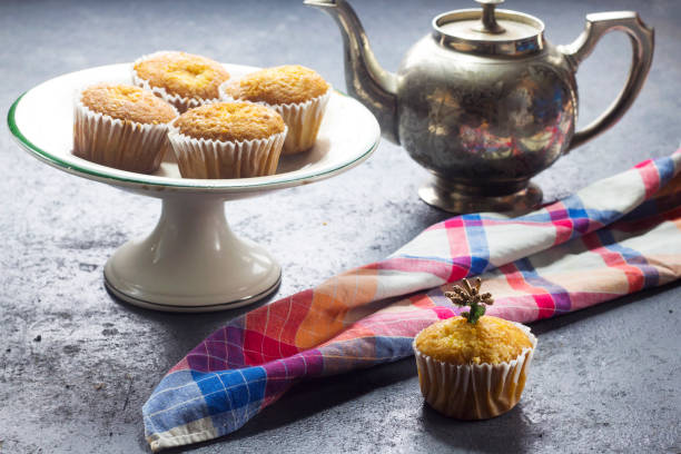 istock delicious homemade arabic sugar muffins and silver teapot 1003579954