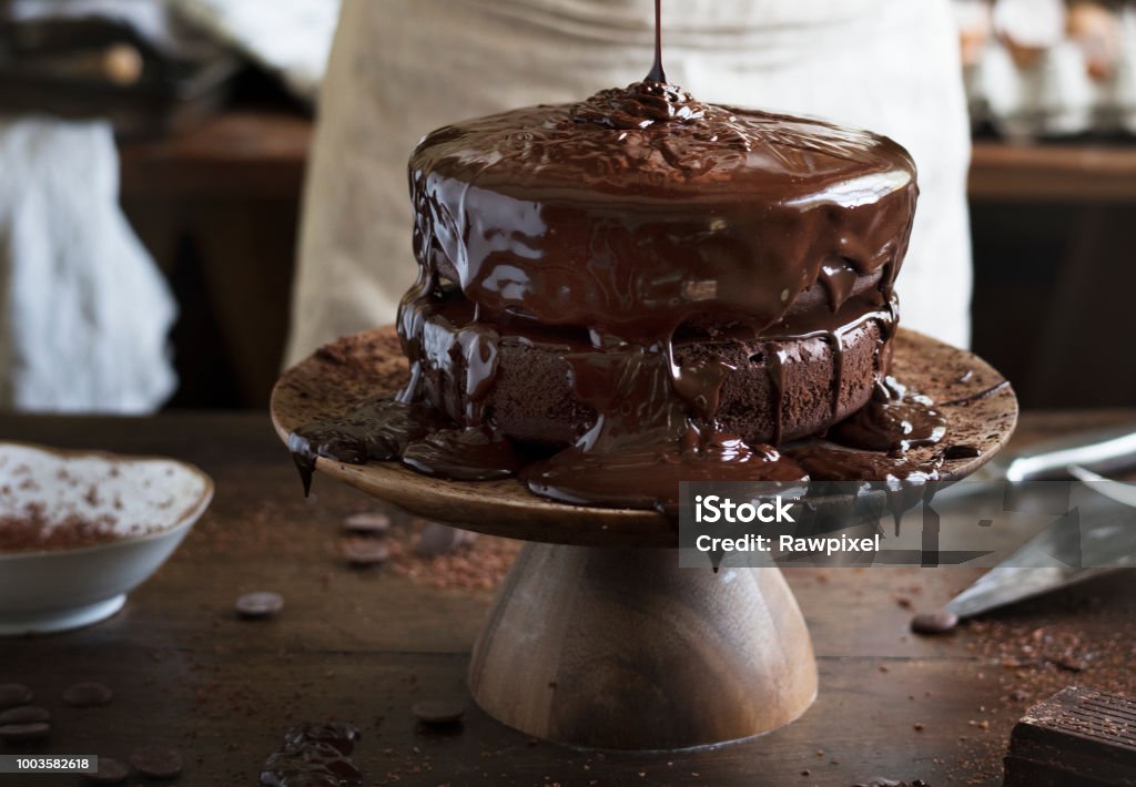 Chocolate cake food photography recipe idea Chocolate Cake Stock Photo