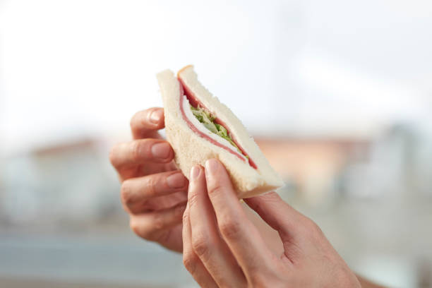 istock Hand holding a club sandwich 1003583168