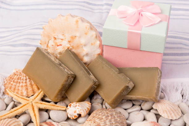 istock Green clay soap. Herbal soap. Hand made soap. Home made soap. Organic soap. 1003584762