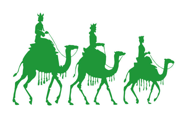 ilustrações, clipart, desenhos animados e ícones de três pessoas em camelos - wisemen