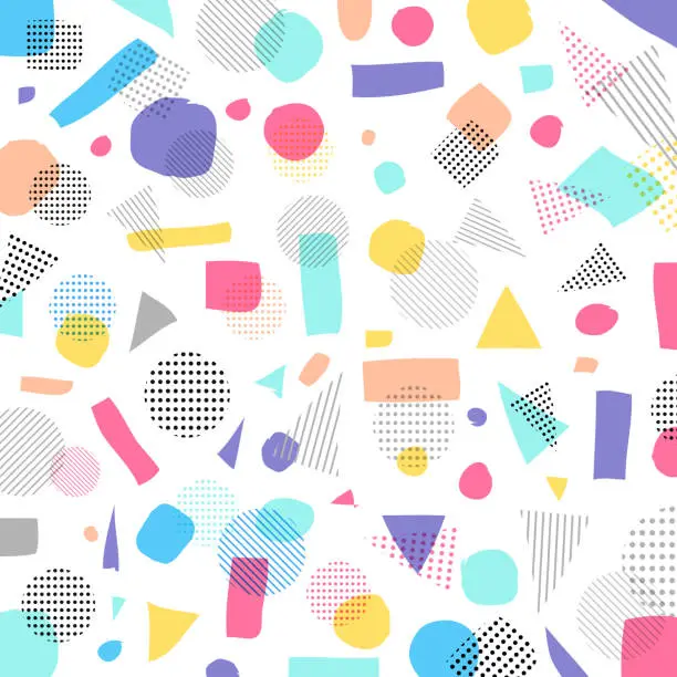 Vector illustration of Abstract geometric modern pastels color, black dots pattern with lines diagonally on white background