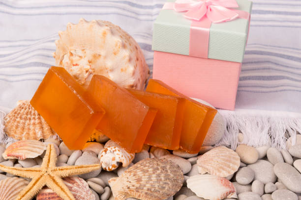 istock Coconut soap. Herbal soap. Hand made soap. Home made soap. Organic soap. 1003589212