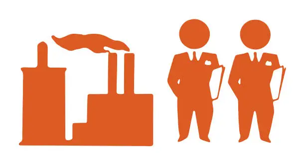 Vector illustration of Factory and Businessmen