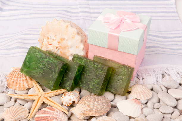 istock Seaweed soap. Herbal soap. Hand made soap. Home made soap. Organic soap. 1003593792