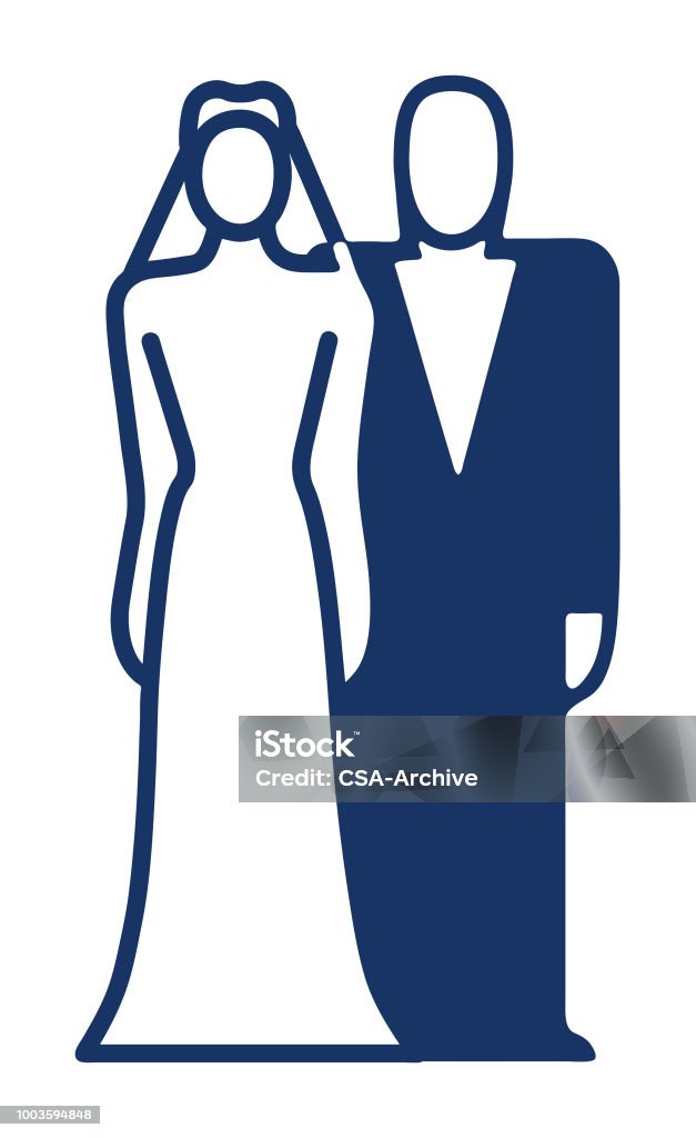 Bride and Groom Color Image stock vector