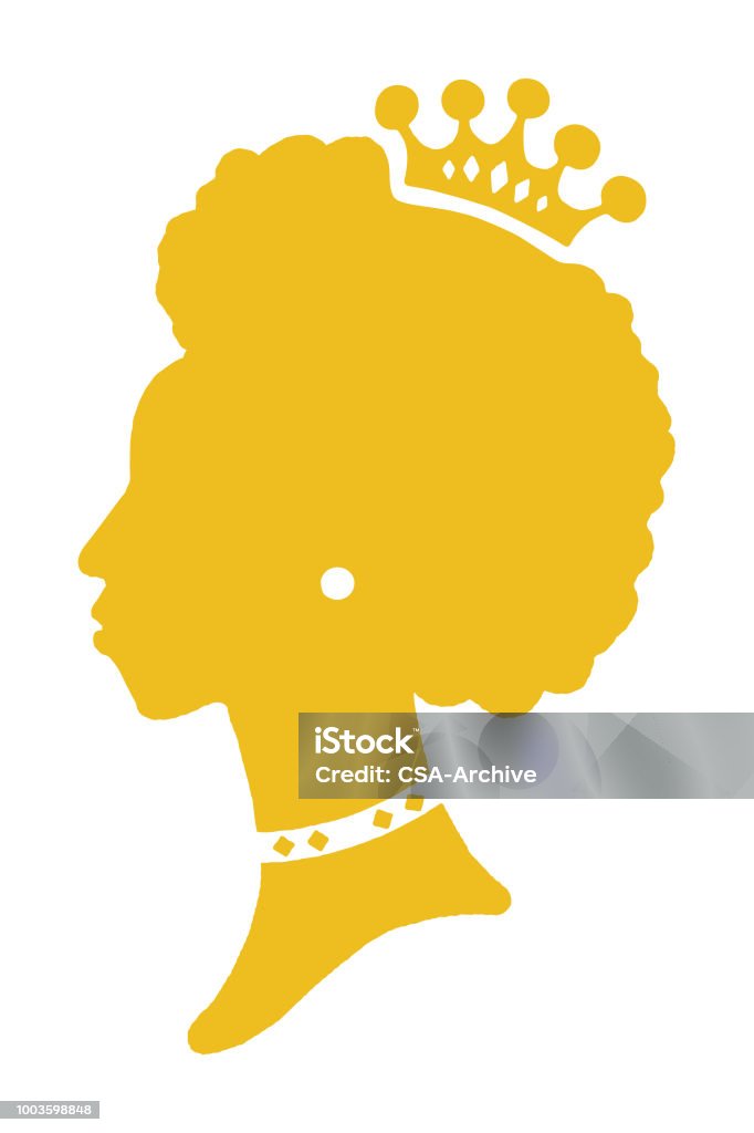Silhouette of Woman Wearing Crown Crown - Headwear stock vector