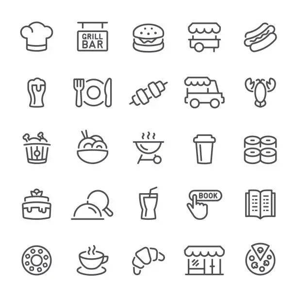 Vector illustration of Restaurant Icons