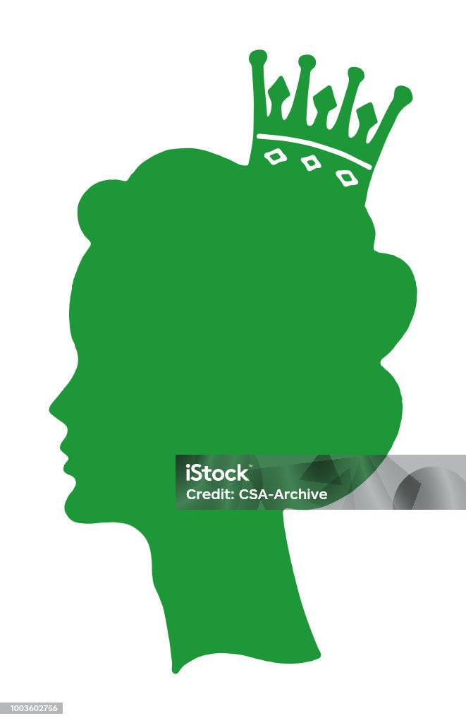 Silhouette of Woman Wearing Crown Queen - Royal Person stock vector