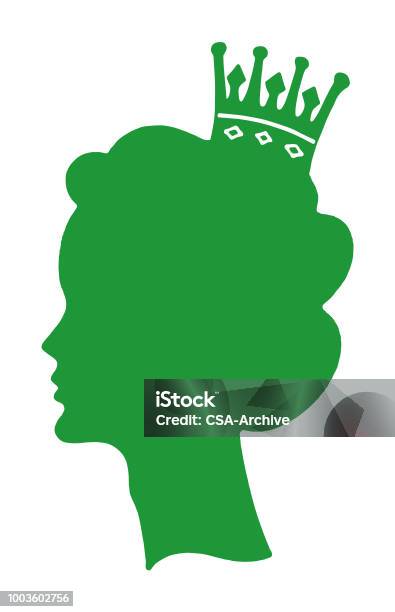 Silhouette Of Woman Wearing Crown Stock Illustration - Download Image Now - Queen - Royal Person, In Silhouette, Head