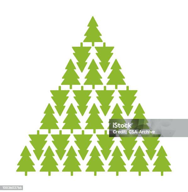 Christmas Tree Made Of Christmas Trees Stock Illustration - Download Image Now - Christmas, Christmas Tree, Color Image