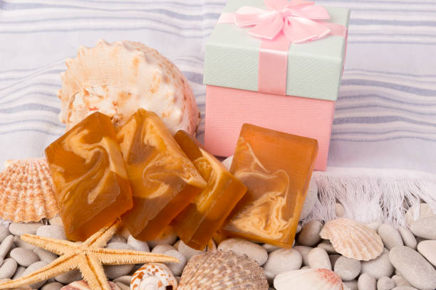 istock Amber soap. Herbal soap. Hand made soap. Home made soap. Organic soap. 1003604374