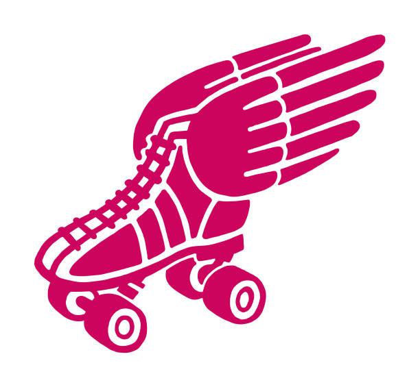 winged roller skate - rollschuh stock-grafiken, -clipart, -cartoons und -symbole