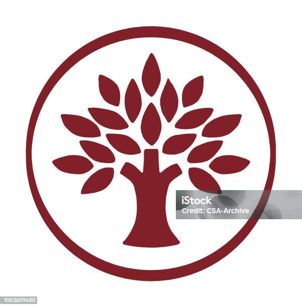 Tree With Leaves Stock Illustration - Download Image Now - Tree, Icon Symbol, Logo
